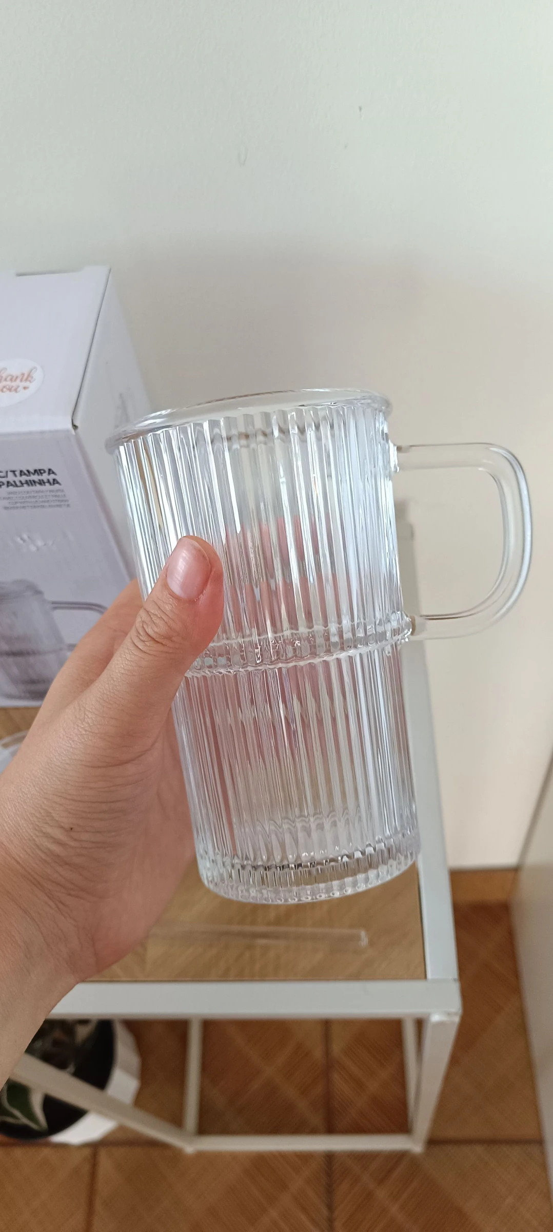 Copo de vidro canelado e palhinha de vidro 🌺 Verre et paille en verre🌺 – photo 6